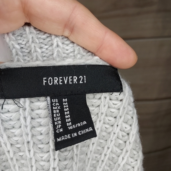 Forever 21 sweater chunky knit chenille crew neck long sleeve heather gray M - Picture 4 of 5
